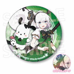 Touhou Project x Sanrio Characters 76mm Hologram Tin Badge Youmu Konpaku x Pochacco