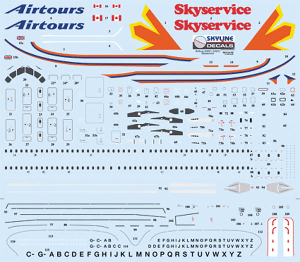 1/144 Sky Service Canada A319/A320 Decals