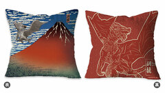 Monster Hunter Ukiyoe Cushion Kushala Daora x Fine Wind, Clear Morning