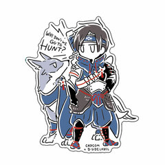 CAPCOM x B-SIDE LABEL Sticker Monster Hunter Hunter & Canyne Line Art