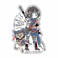 CAPCOM x B-SIDE LABEL Sticker Monster Hunter Hunter & Felyne Line Art