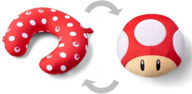 2WAY Neck Pillow Super Mario (Super Mushroom)