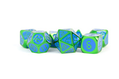 Green with Blue Enamel Digital 16mm Polyhedral Dice Set