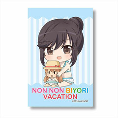 Gyugyutto BIG Square Tin Badge Non Non Biyori Vacation Hotaru Ichijo