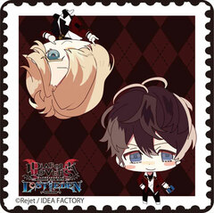DIABOLIK LOVERS LOST EDEN - Postage Stamp-style Rubber Mat Coaster: Ruki, Kou