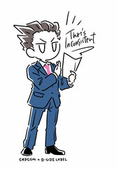 CAPCOM x B-SIDE LABEL Sticker Ace Attorney Phoenix Wright (Line Art)