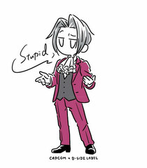 CAPCOM x B-SIDE LABEL Sticker Ace Attorney Miles Edgeworth (Line Art)