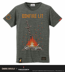 Dark Souls x TORCH TORCH - 8 bit no Kagaribi no T-shirt: Heather Charcoal XL Size