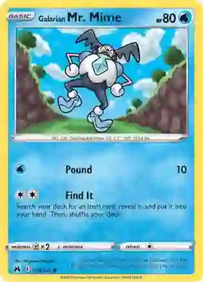 x4 Galarian Mr. Mime - 030/159 - Common Pokemon Crown Zenith M/NM
