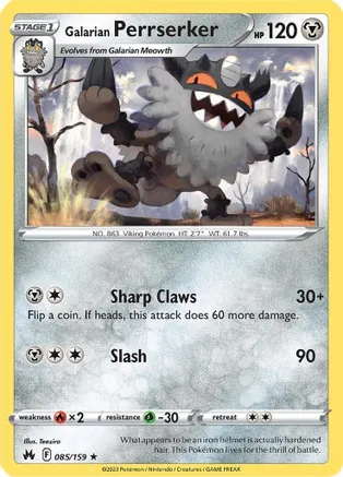 Galarian Perrserker - 085/159 - Rare - Reverse Holo