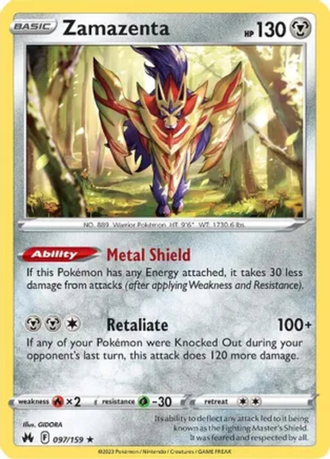 ぽぽ 1x Zamazenta - 097/159 - Holo Rare - Reverse Holo NM-Mint Pokemon