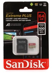 Sandisk Extreme PLUS microSDXC Card - 64GB, Class 10, U3, UHS-I