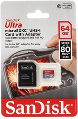 Sandisk Ultra microSDXC Card - 64GB, Class 10, UHS-I