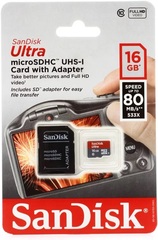 Sandisk Ultra microSDHC Card - 16GB, Class 10, UHS-I