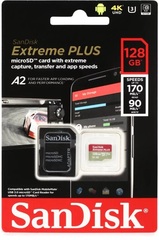 Sandisk Extreme PLUS microSDXC Card - 128GB, Class 10, U3, UHS-I