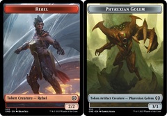 Phyrexian Golem (010) // Rebel (005) Double-Sided Token - Foil