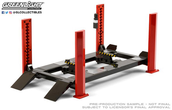 1/18 Four-Post Lift - Red with Dark Gray Ramps