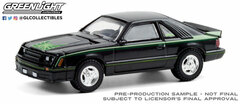 1/64 1980 Ford Mustang Cobra - Black with Green Cobra Hood Graphics and Stripe Treatment
