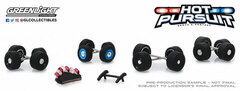 1/64 Hot Pursuit Wheel & Tire Pack - 16 Wheels, 16 Tires, 8 Axles, Light Bars, Push Bars