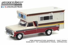 1/64 1974 Ford F-250 Camper Special with Large Camper - Candy Apple Red & Wimbledon White