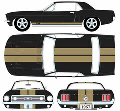 GreenLight 1/18 1967 Ford Mustang Coupe - Black with Gold Stripes