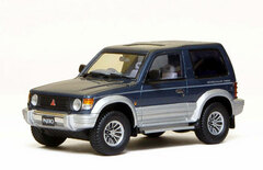 Hi-Story 1/43 Mitsubishi Pajero Metaltop Wide (1991) Normandy Blue/Gray Silver