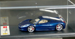 Handmade Model Car 1/43 Metallic Blue Ferrari 458 Italy
