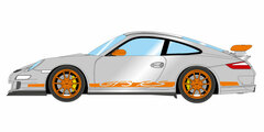 1/43 Porsche 911 (997) GT3 RS 2007 Arctic Silver / Orange Rivery