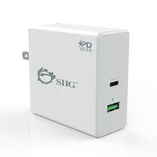 SIIG AC-PW1F12-S1 65W USB-C PD Charger Power Delivery with QC3.0 Wall Charge