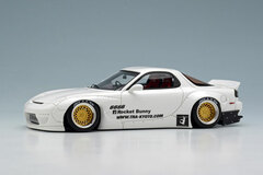 1/43 Rocket Bunny RX-7 (FD3S) White / 6666 wheels! (Gold/Polished Rim)