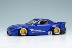 1/43 Rocket Bunny RX-7 (FD3S) Metallic Blue / 6666 wheels! (Gold/Polished Rim)