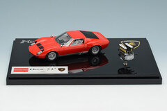 1/43 Lamborghini Miura P400 SV 1971 with V12 Engine Red/Silver (Red & White Interior)