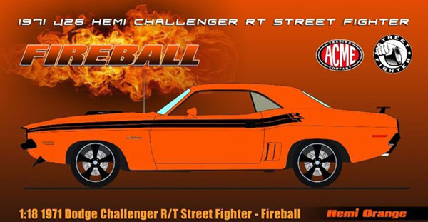 1/18 1971 Dodge Challenger R/T Street Fighter - Fireball