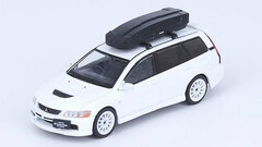 1/64 Mitsubishi Lancer Evolution IX Wagon White Pearl w/Roof Box, Alternative Wheel Set
