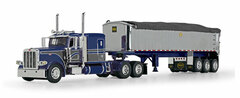 1/64 63inch Flat Top Sleeper Coal Dump Trailer Blue/Gun Metal/Chrome