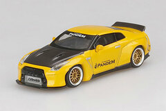 1/64 Pandem Nissan GT-R R35 Ducktail Mrtallic Yellow/Carbon (Left-hand Steering)
