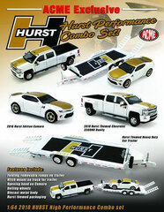 1/64 2018 Chevrolet 3500 Dually with 2018 Chevrolet Camaro SS with HD Trailer - Hurst Performance