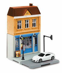 1/64 Diecast Mini Car Diorama Street Fast Food Restaurant & Toyota 86 White