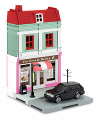 1/64 Diecast Mini Car Diorama Street Icecream Shop & Land Rover Range Rover Sports Black