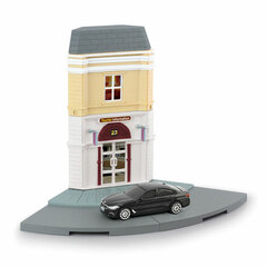 1/64 Diecast Mini Car Diorama Street Tourist Information Center (Corner) & BMW M550i Black