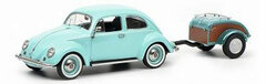 1/43 VW Beetle Ovali Turquoise w/Trailer