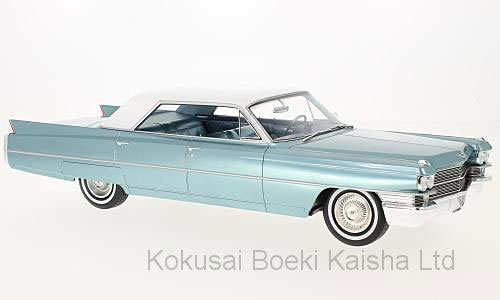 1/18 Cadillac Sedan Deville 1963 Metallic Light Turquoise/White