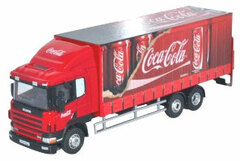 1/76 Scania 94D 6 Wheel Curtainside Truck Coca Cola