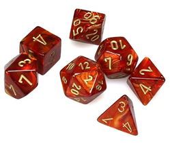 Mini Polyhedral 7-Die Set: Scarab - Scarlet/Gold (CHX20414)