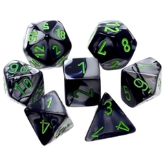 7CT Mini-Polyhedral Set: Gemini - Black-Grey/ Green