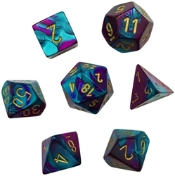 Mini Polyhedral 7-Die Set: Gemini - Purple-Teal/Gold (CHX20649)