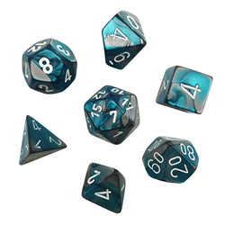 Mini-Polyhedral 10mm 7-Die Set: Gemini - Steel-Teal/white (CHX20656)