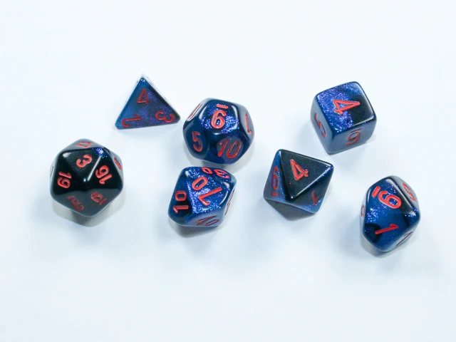 Mini Polyhedral 7-Die Set: Gemini - Black Starlight/Red (CHX20658)