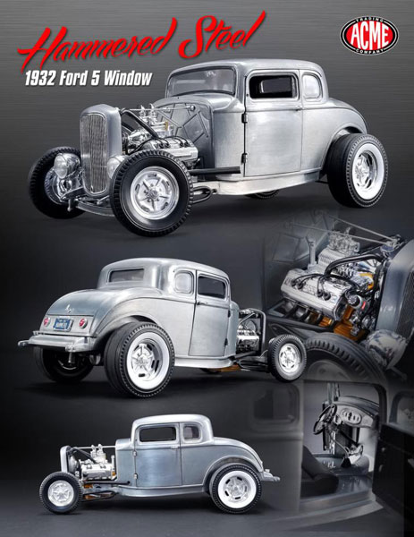 1/18 Ford 5 Window 1932 Hammered Steel