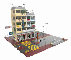 Bd7 Hong Kong City Old Tenements Diorama Building Set